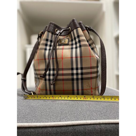 Burberrys Vintage Nova Haymarket Bucket Bag Drawstring Bag - Picture 2 of 6